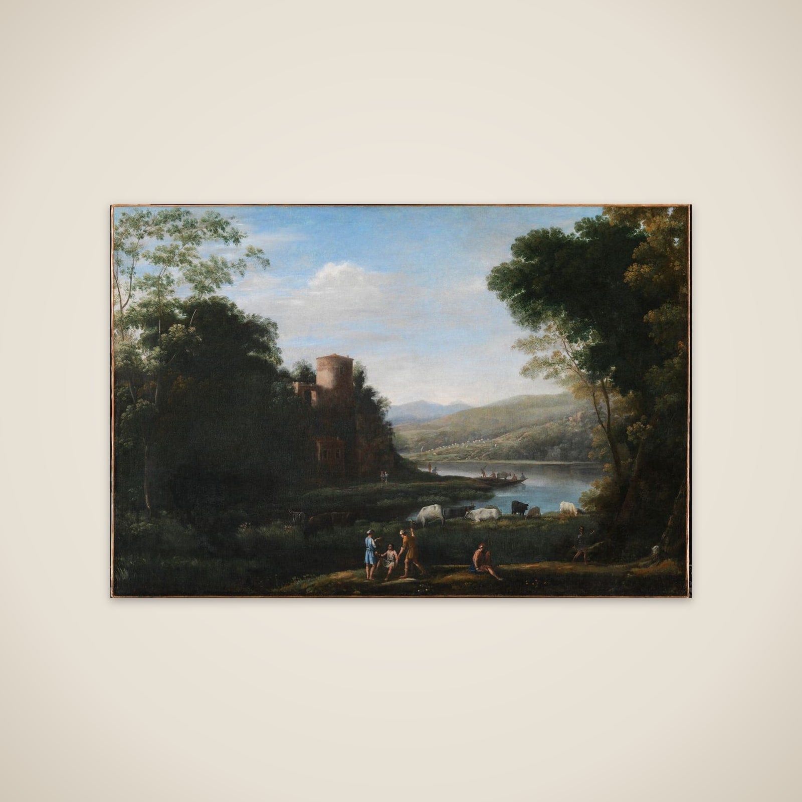 Flodlandskab med hyrder unframed print