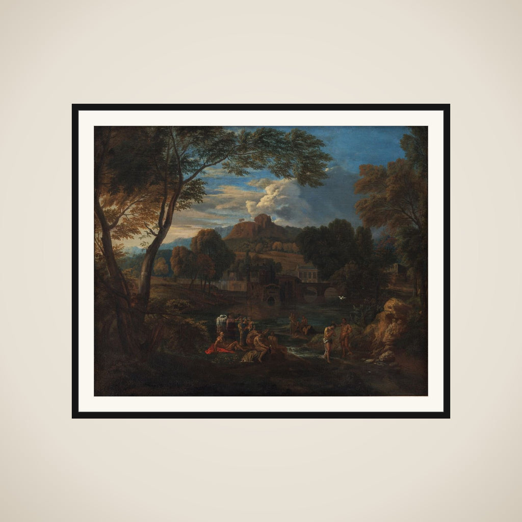 Italiensk landskab med Jesu Dåb framed
