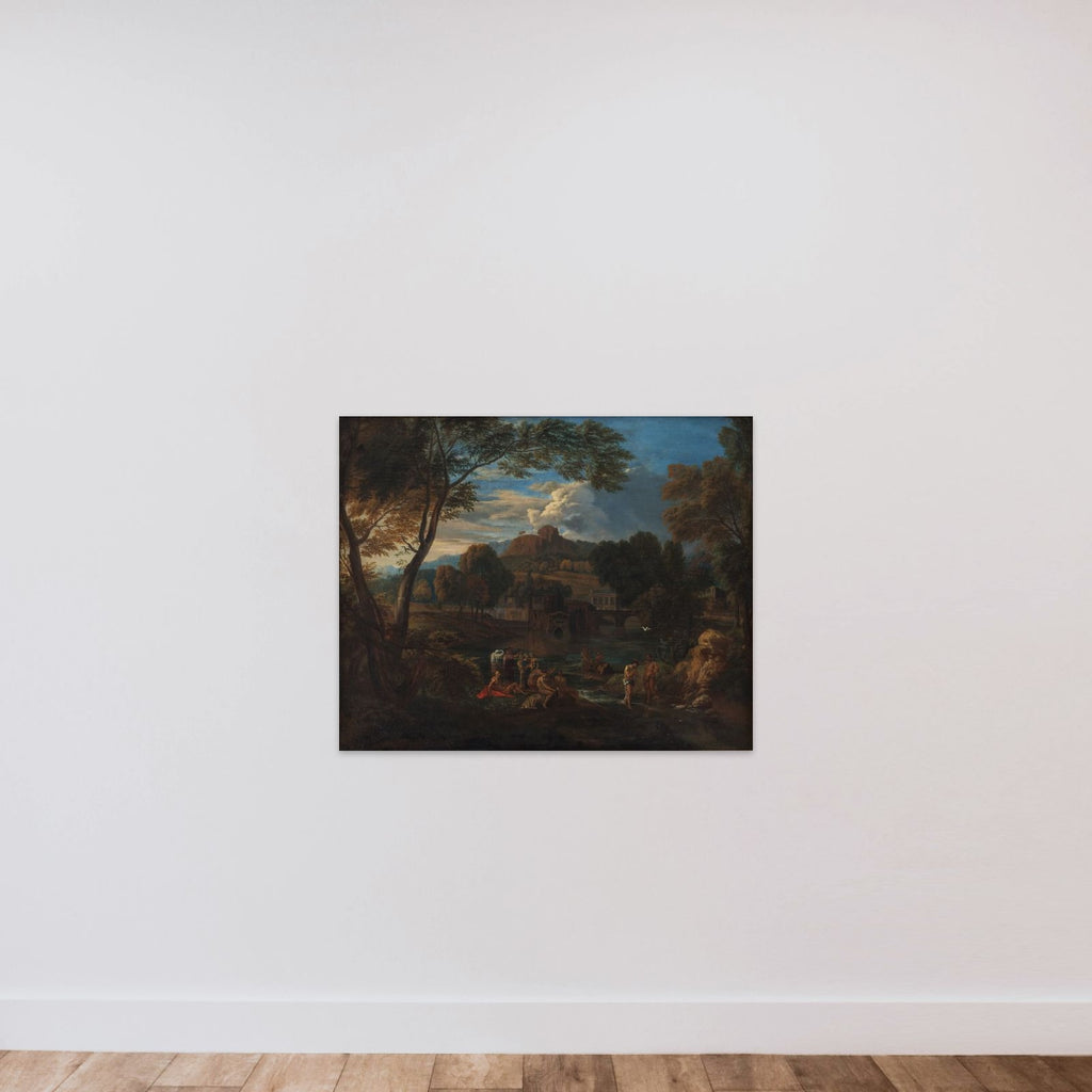 Italiensk landskab med Jesu Dåb unframed — shown to scale