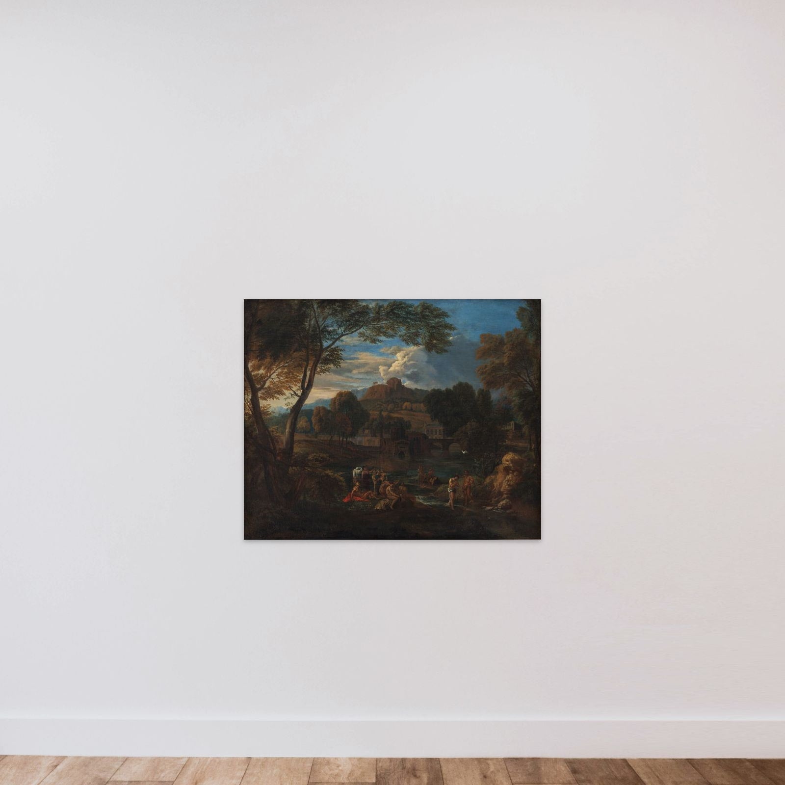 Italiensk landskab med Jesu Dåb unframed — shown to scale