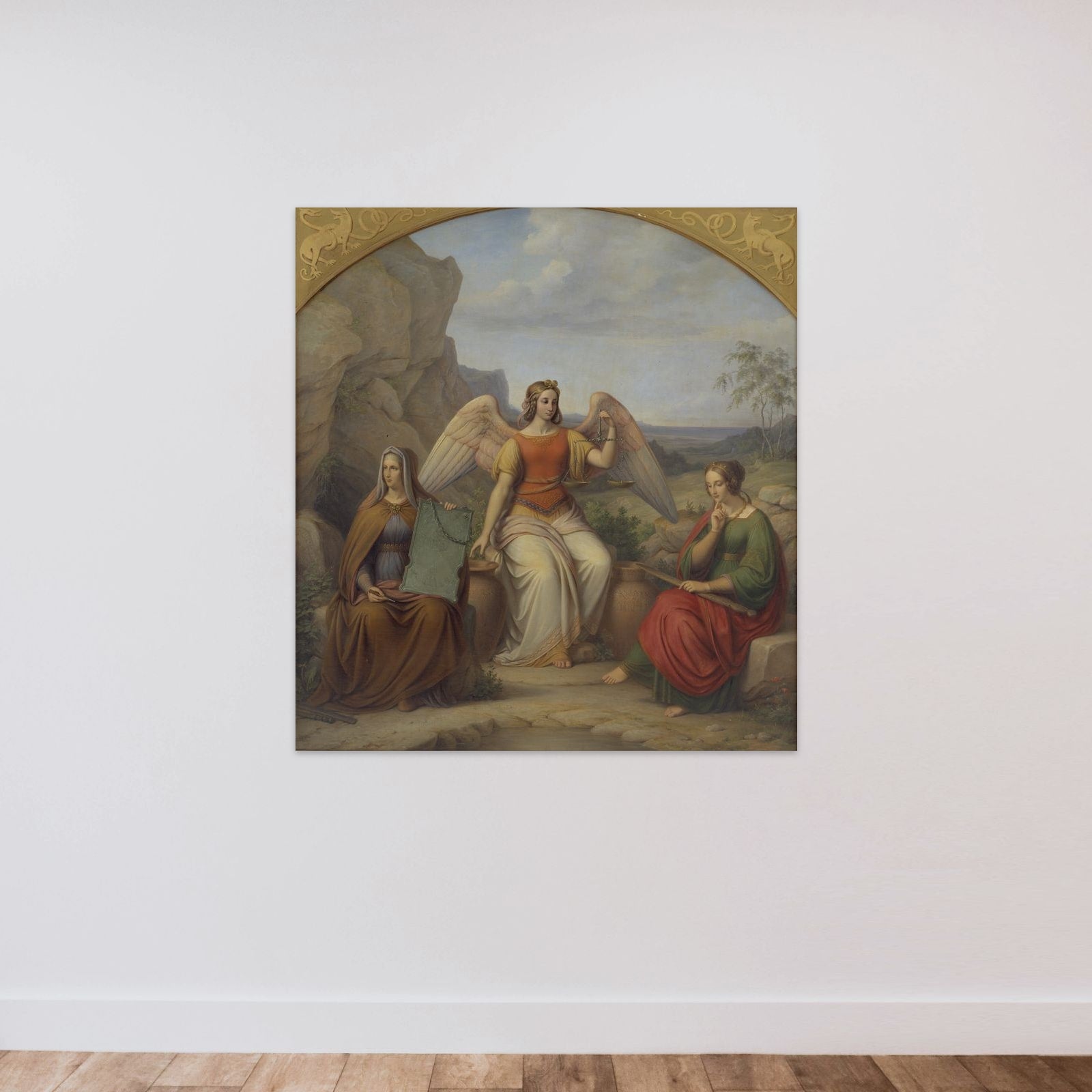 De tre norner unframed — shown to scale