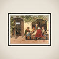 Orientalere ved et parti skak uden for et tyrkisk kaffehus og barberstue framed