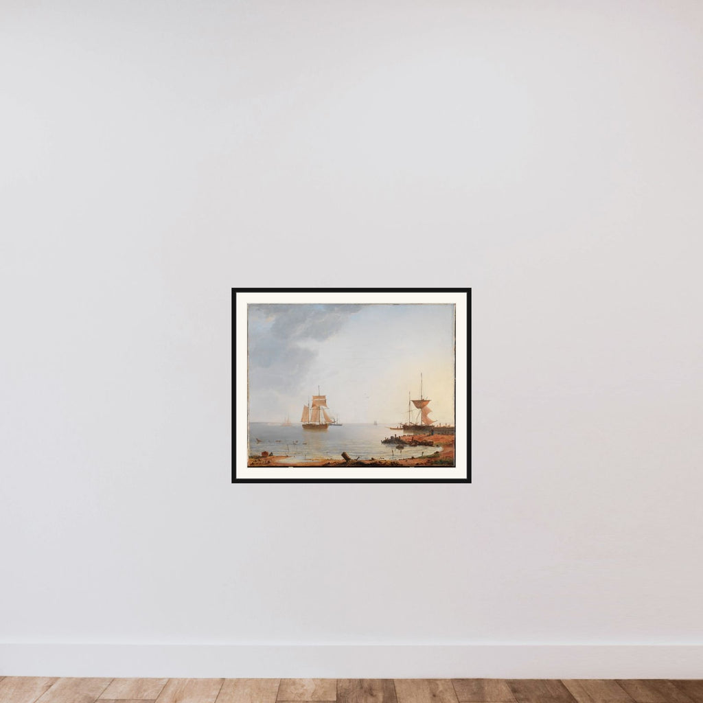 Skibe ved Sjællands kyst. Morgen framed — shown to scale