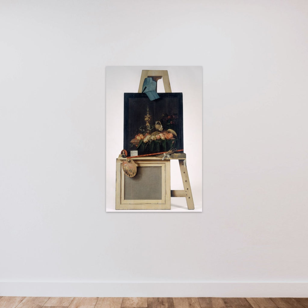 Trompe l'oeil-staffeli med frugtstykke. Udskåret i træ unframed — shown to scale