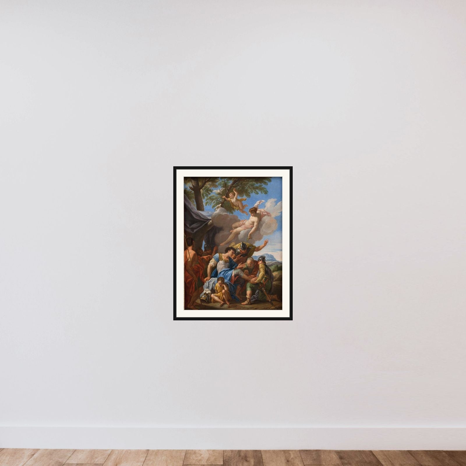 Venus bringer lægende urter til den sårede Æneas framed — shown to scale