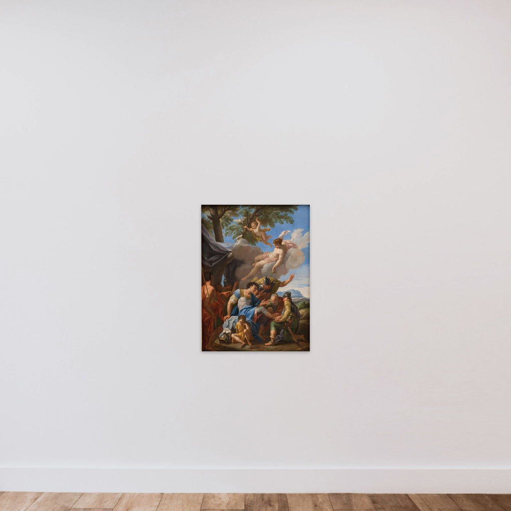 Venus bringer lægende urter til den sårede Æneas unframed — shown to scale