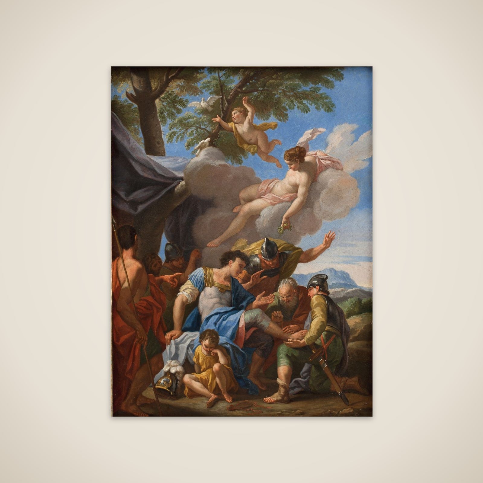 Venus bringer lægende urter til den sårede Æneas unframed print