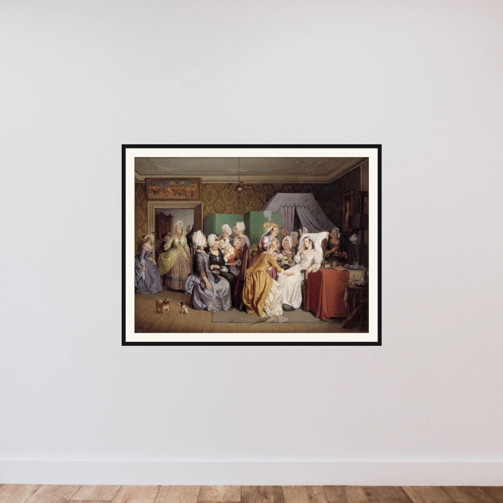 Motiv fra Ludvig Holberg: Barselstuen framed — shown to scale