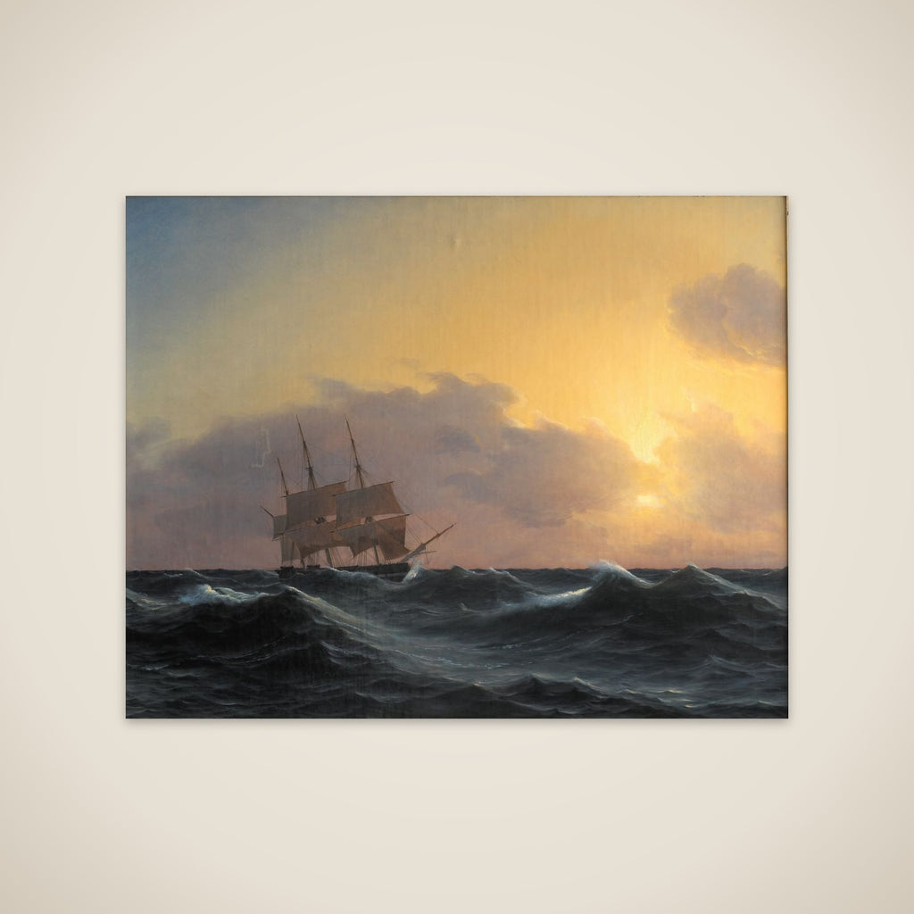 Fregat i en storm med rebede undersejl unframed print