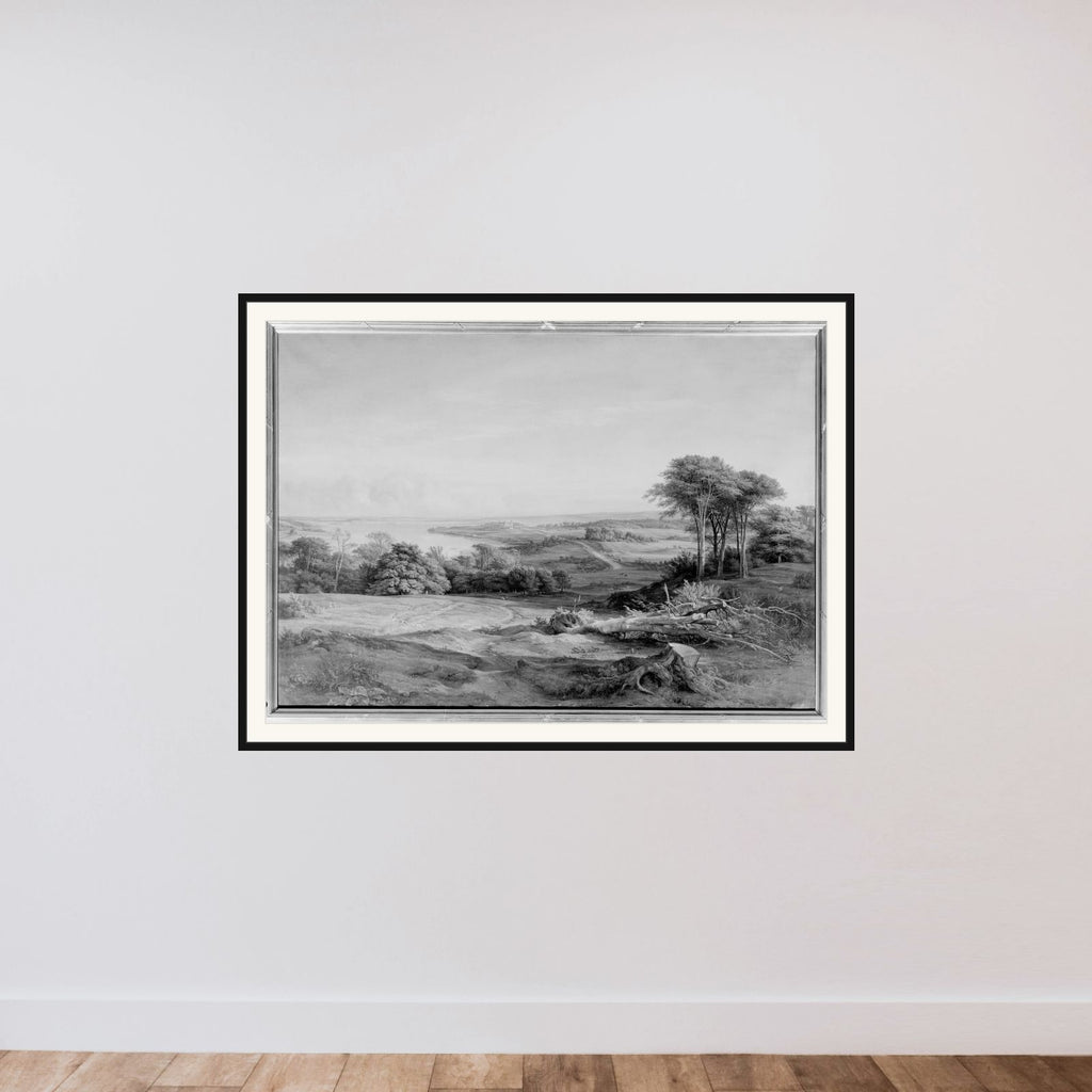 Udsigt over Skanderborg fra Edelsborgmark framed — shown to scale