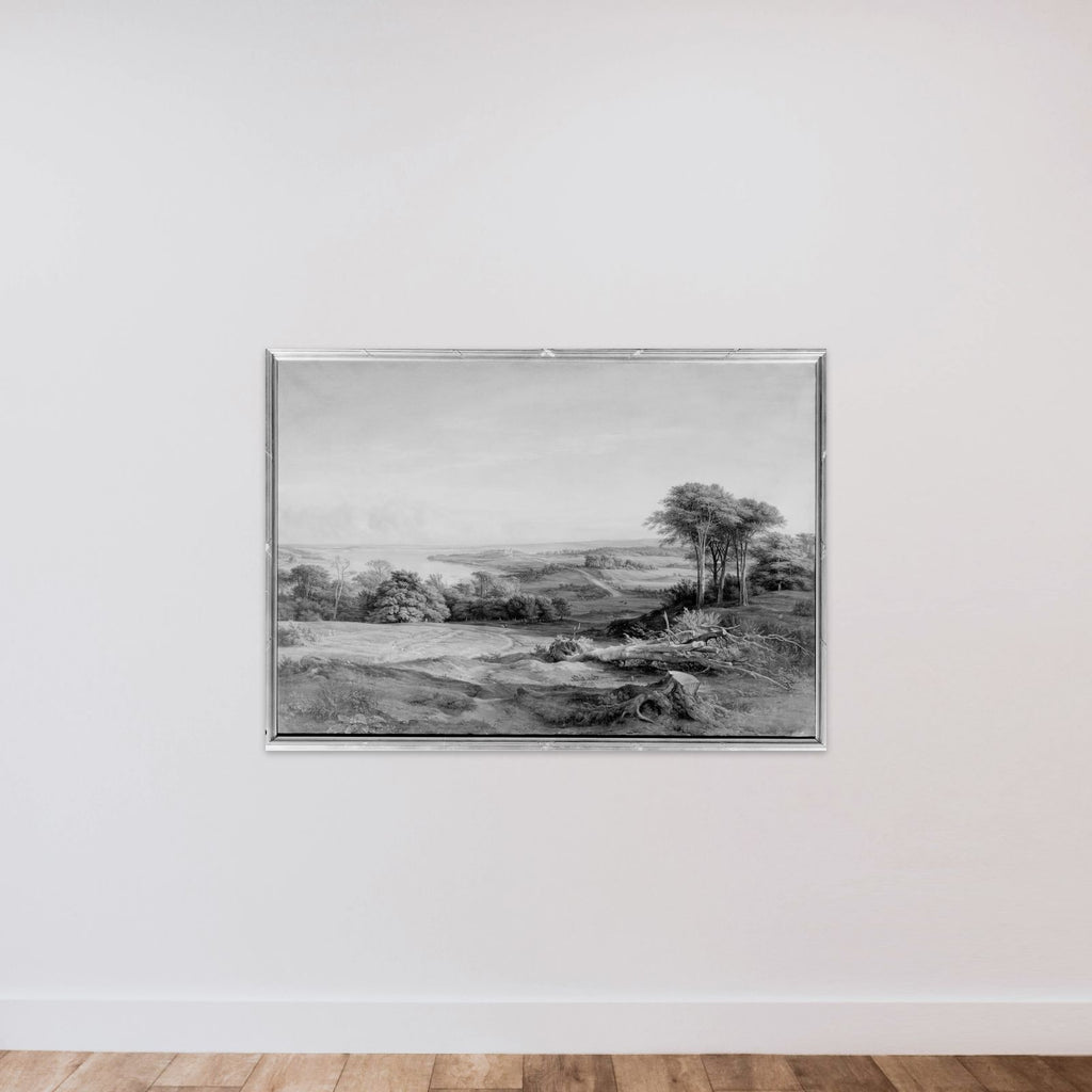 Udsigt over Skanderborg fra Edelsborgmark unframed — shown to scale