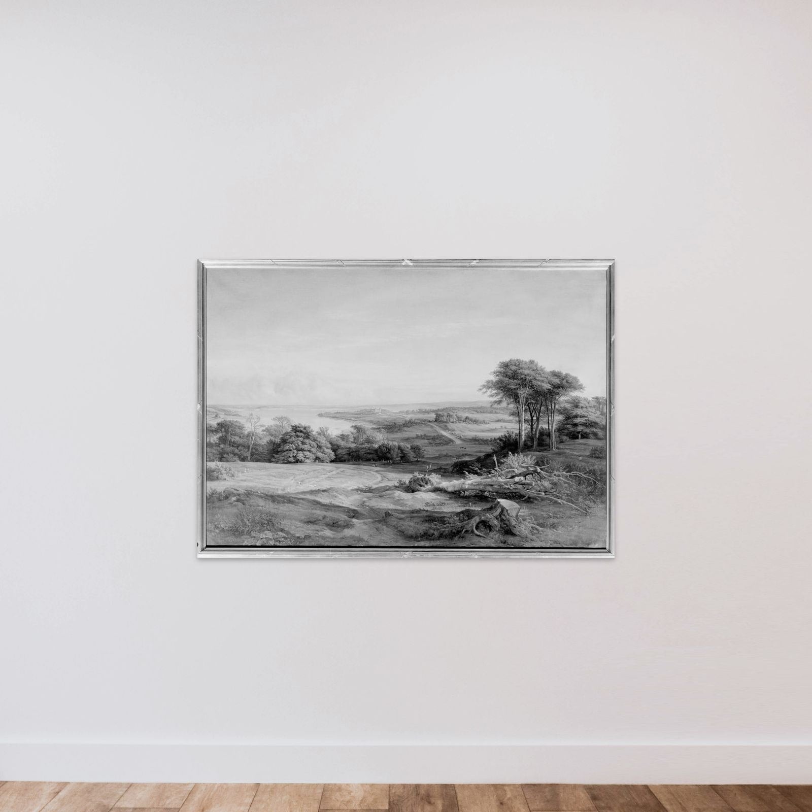 Udsigt over Skanderborg fra Edelsborgmark unframed — shown to scale