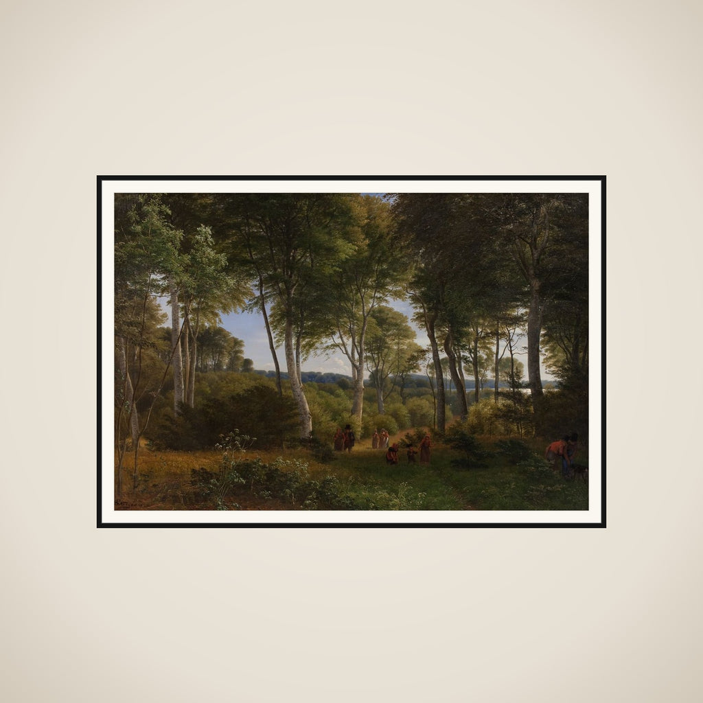 Parti af Delhoved Skov ved Skarre Sø. Eftermiddagsbelysning framed