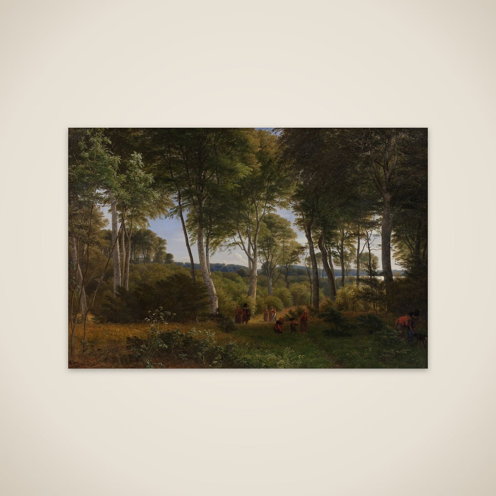 Parti af Delhoved Skov ved Skarre Sø. Eftermiddagsbelysning unframed print