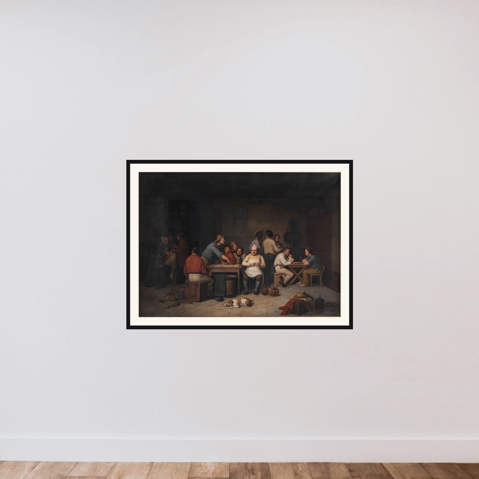 En scene i værtshuset Brokkensbod framed — shown to scale