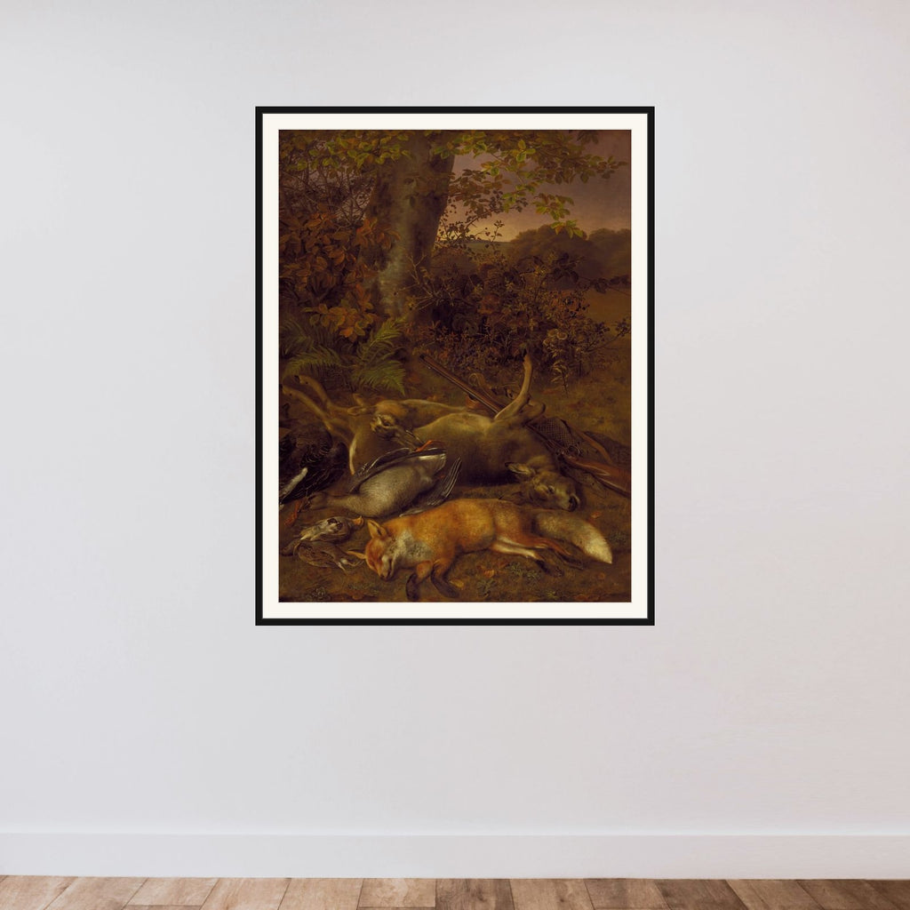 Skudt vildt framed — shown to scale