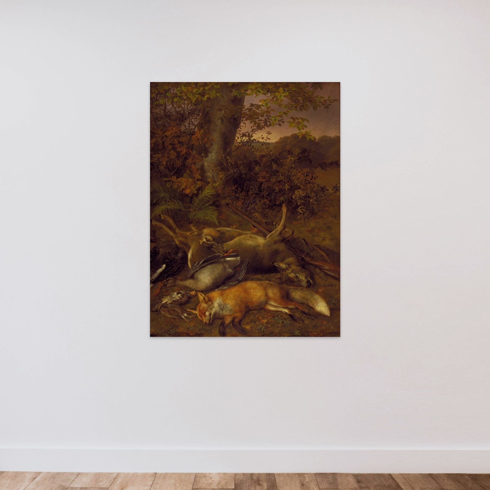 Skudt vildt unframed — shown to scale