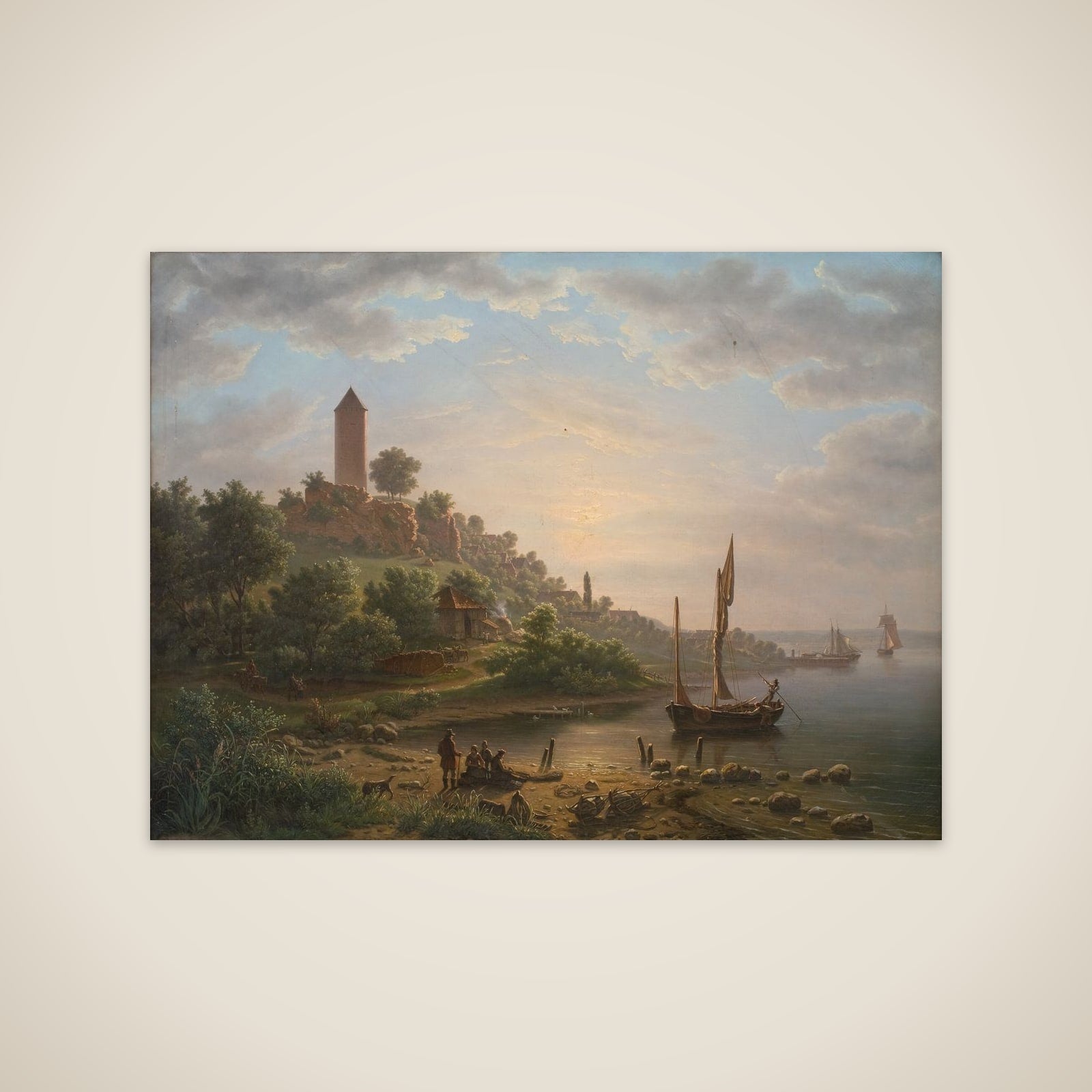 Kysten ved Vordingborg med Gåsetårnet en tidlig morgen unframed print