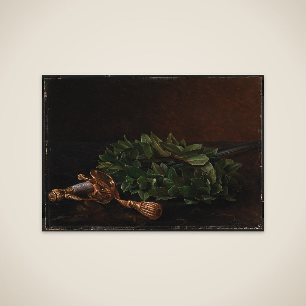 En kårde med laurbærkrans unframed print
