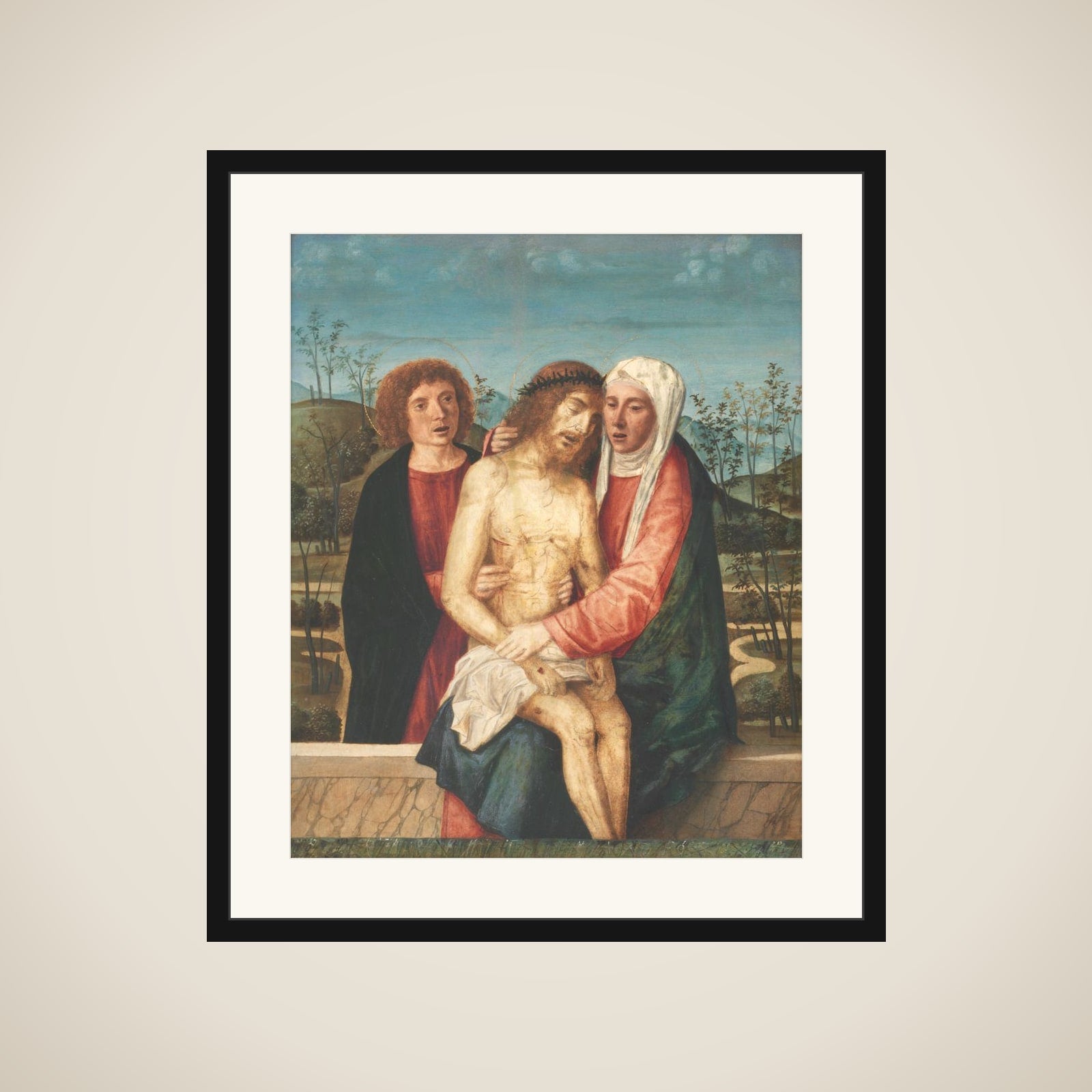 Pietà. Den døde Kristus med Jomfru Maria og Johannes Evangelisten framed