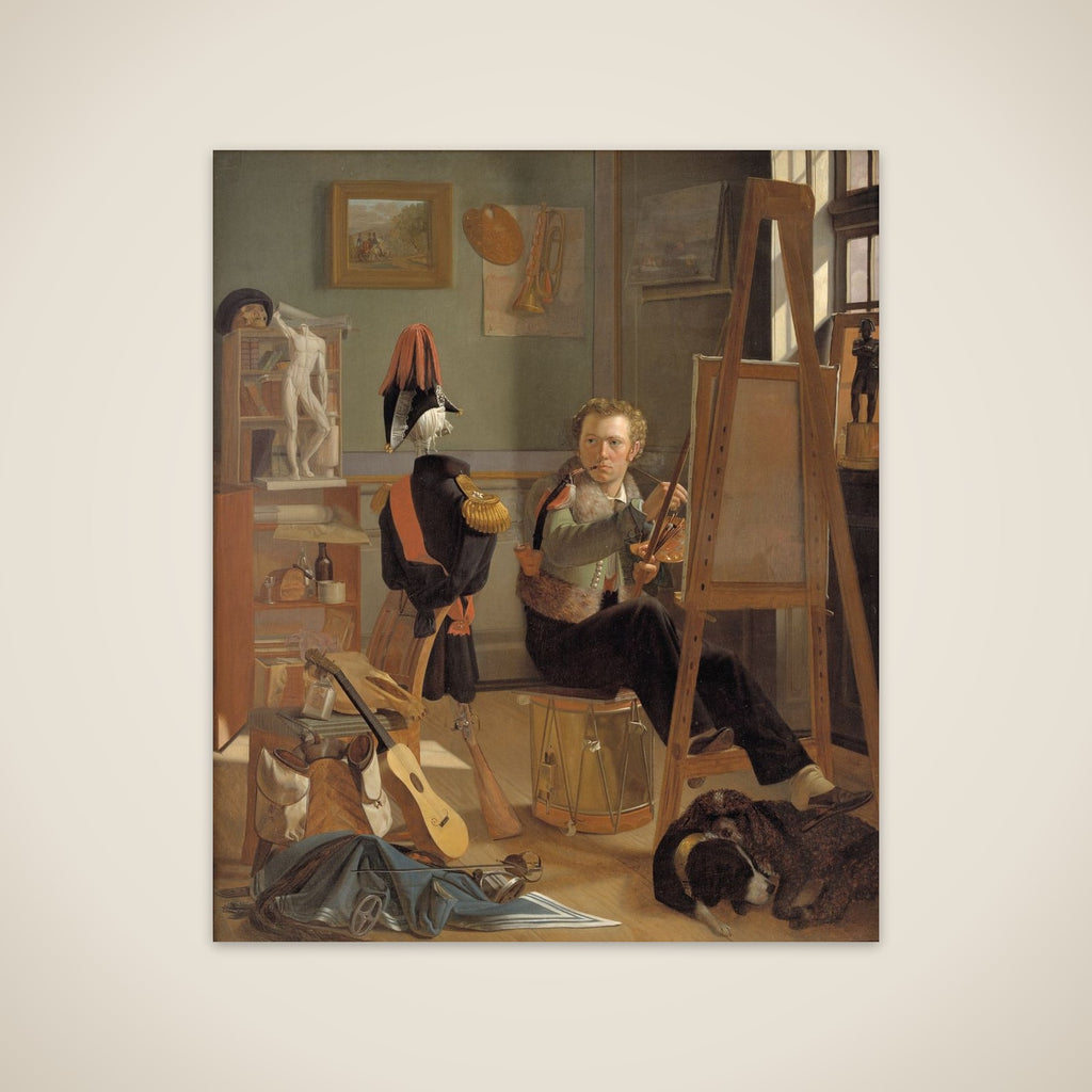 En bataljemaler, Jørgen Sonne, i sit atelier unframed print