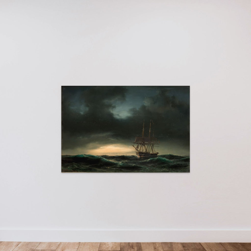 En dansk korvet i rum sø efter en storm unframed — shown to scale