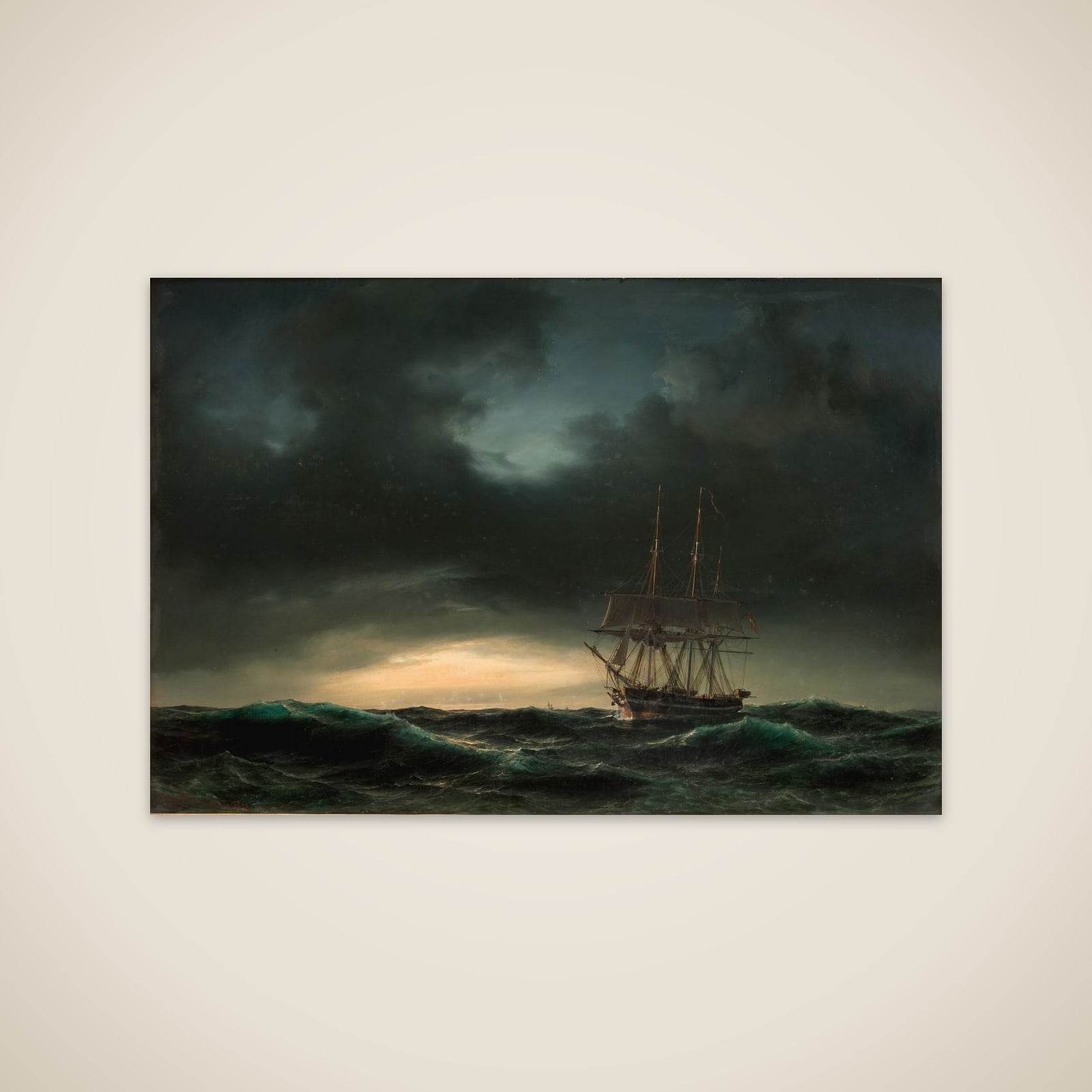 En dansk korvet i rum sø efter en storm unframed print