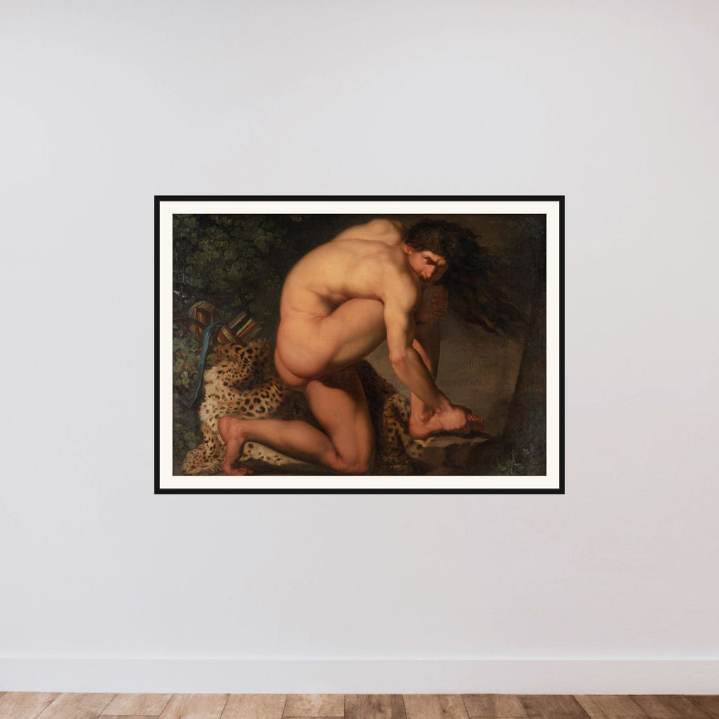 Den sårede Filoktet framed — shown to scale