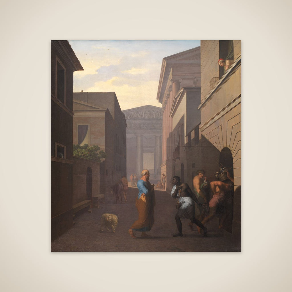 Simo betror sin frigivne Sosia sine bekymringer over sin søns forhold til pigen fra Andros. Motiv fra Terents: Pigen fra Andros unframed print