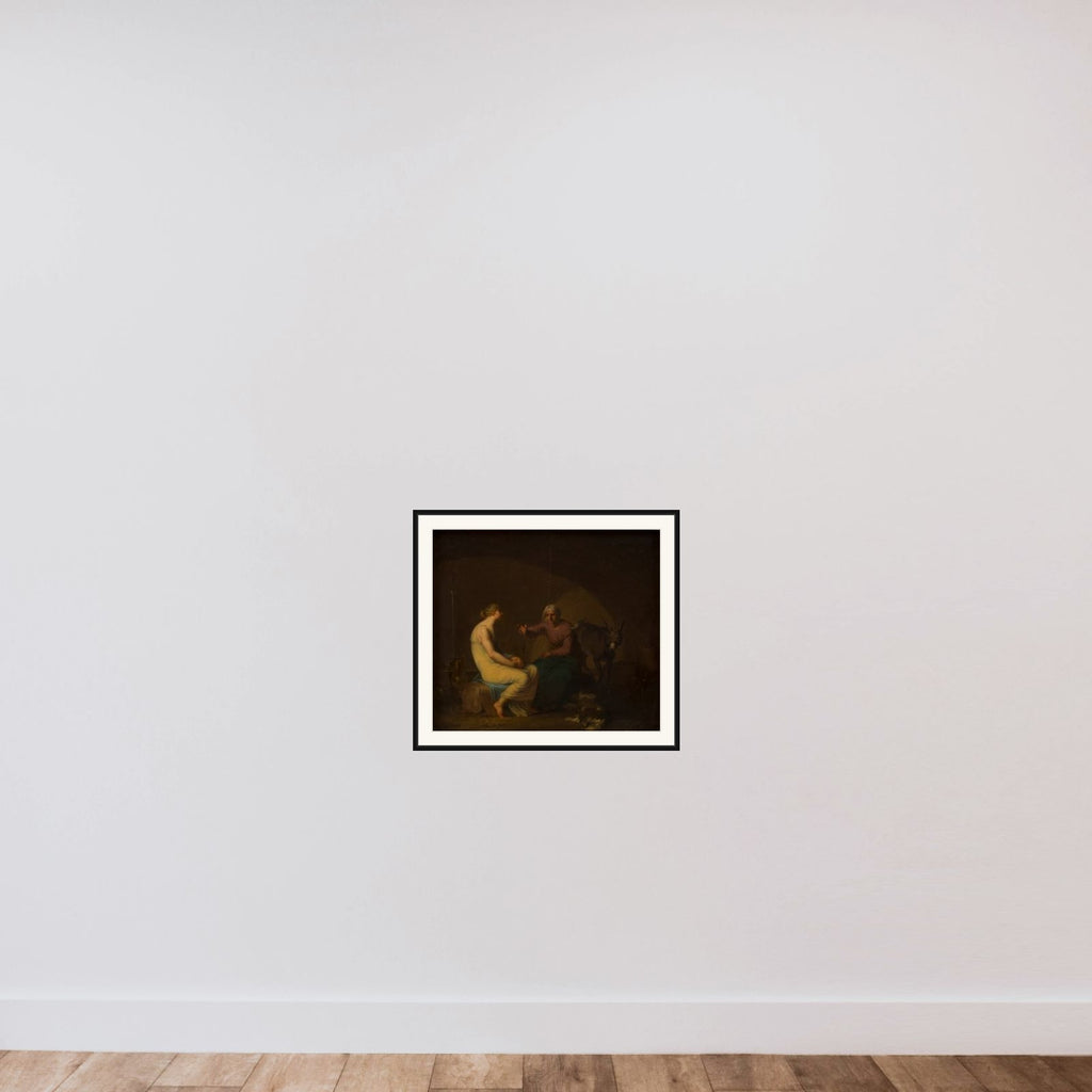 Røverbandens husholderske trøster den unge pige ved at fortælle myten om Amor og Psyche. Motiv fra Apulejus: Det gyldne æsel framed — shown to scale