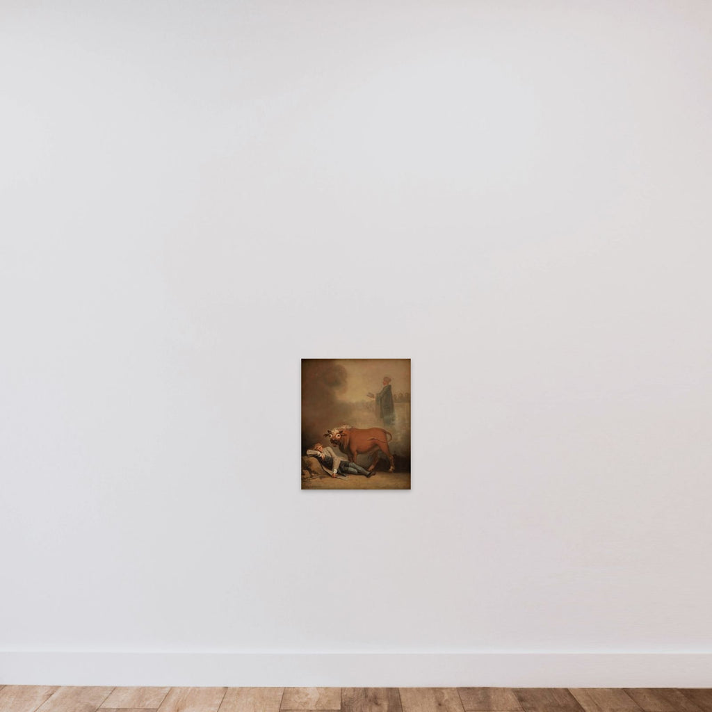 Niels Klim tror at høre degnen i Fane Kirke, da han vågner på den underjordiske planet ved en tyrs brølen unframed — shown to scale