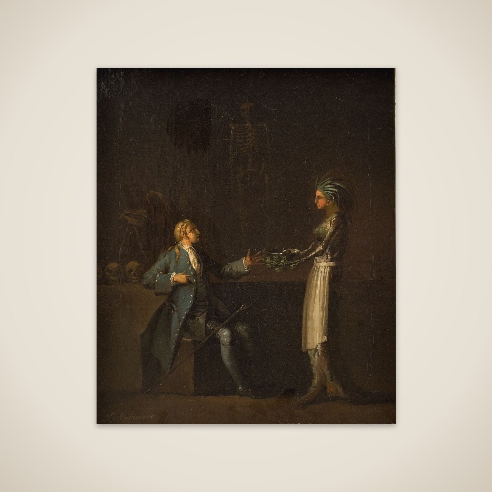 Lægens hustru røber, at hendes mand vil anatomere Niels Klim til videnskabens fremme unframed print