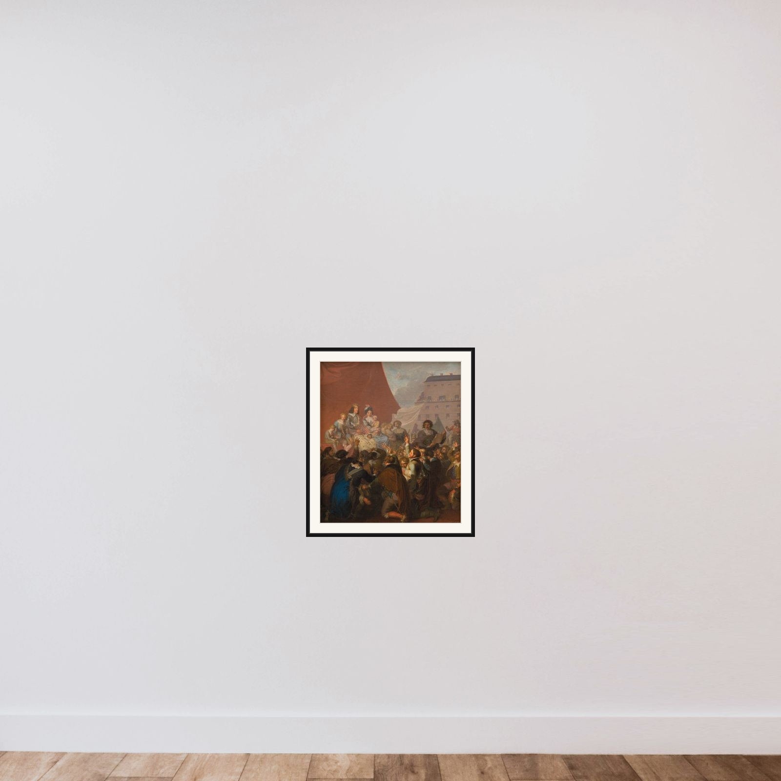 Arvehyldningen i 1660 framed — shown to scale
