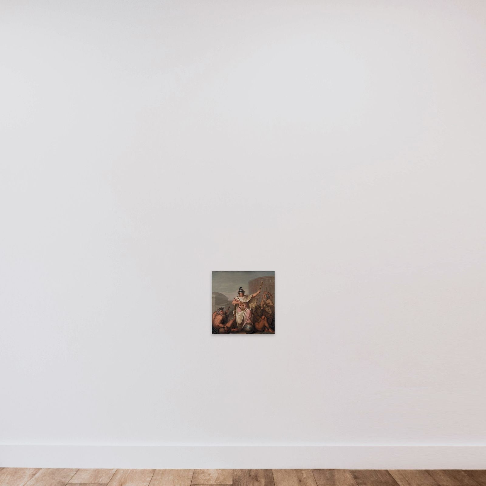 Roma behersker de øvrige verdensdele. Allegori på en af fire hovedepoker i Europas kulturhistorie unframed — shown to scale