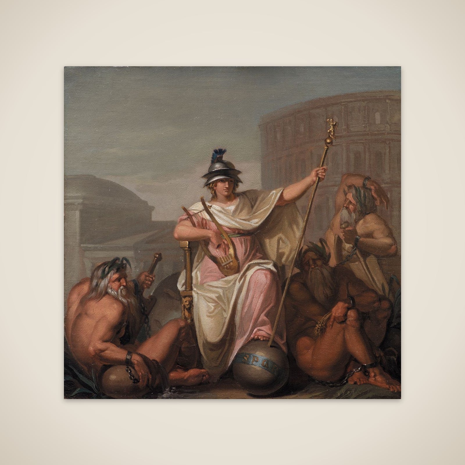 Roma behersker de øvrige verdensdele. Allegori på en af fire hovedepoker i Europas kulturhistorie unframed print