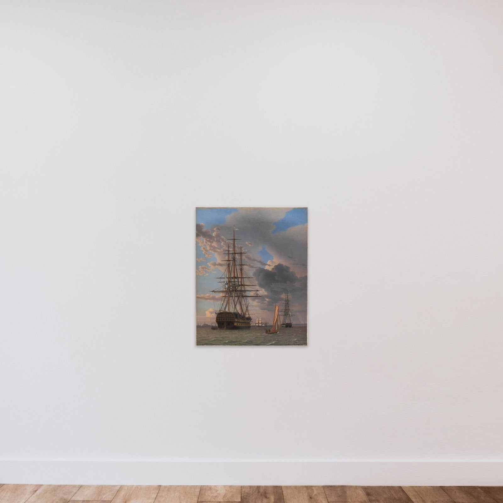 Det russiske linjeskib "Asow" og en fregat til ankers på Helsingørs red unframed — shown to scale