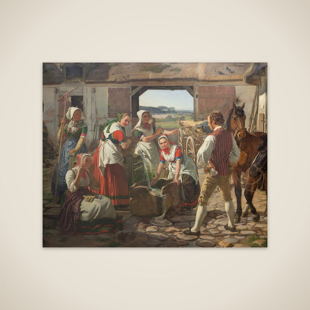Sjællandske høstpiger ved en brønd unframed print