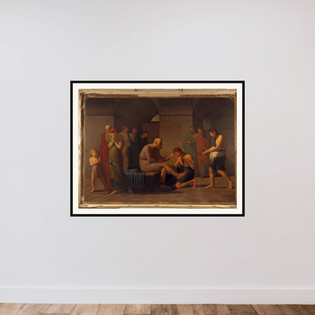 Sokrates' død framed — shown to scale