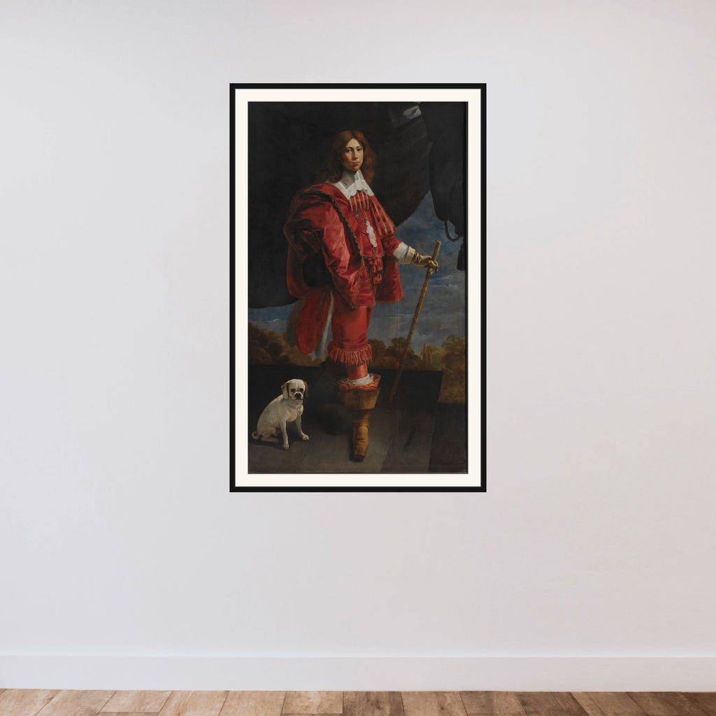 Ulrik Christian Gyldenløve framed — shown to scale