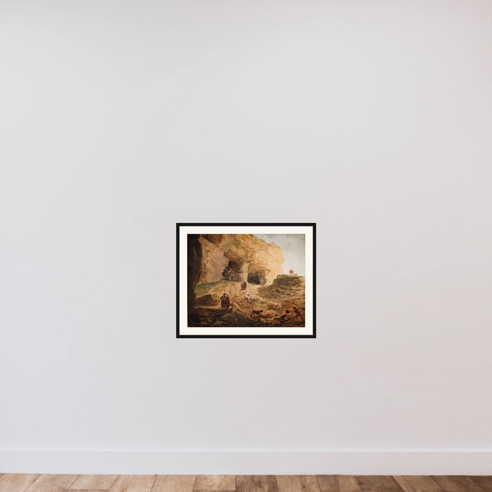 Stenbrud med en fårehjord framed — shown to scale