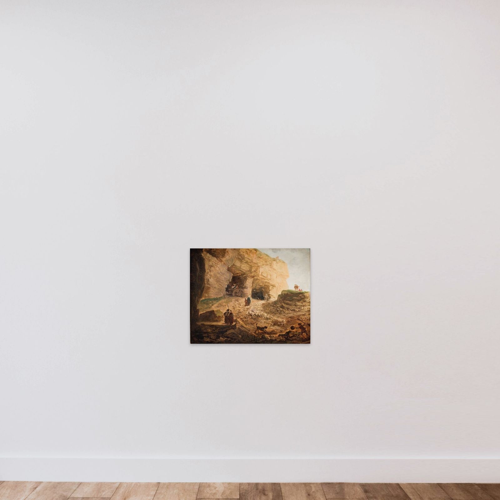 Stenbrud med en fårehjord unframed — shown to scale