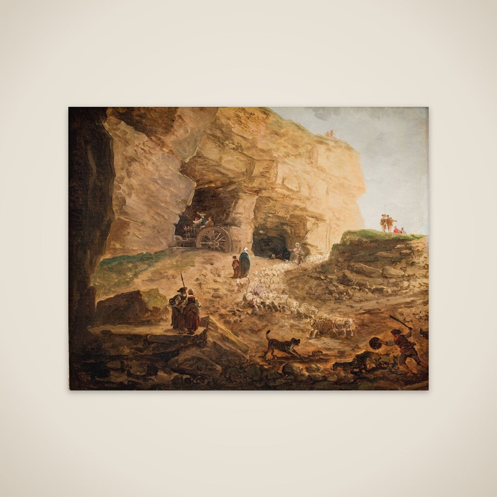 Stenbrud med en fårehjord unframed print