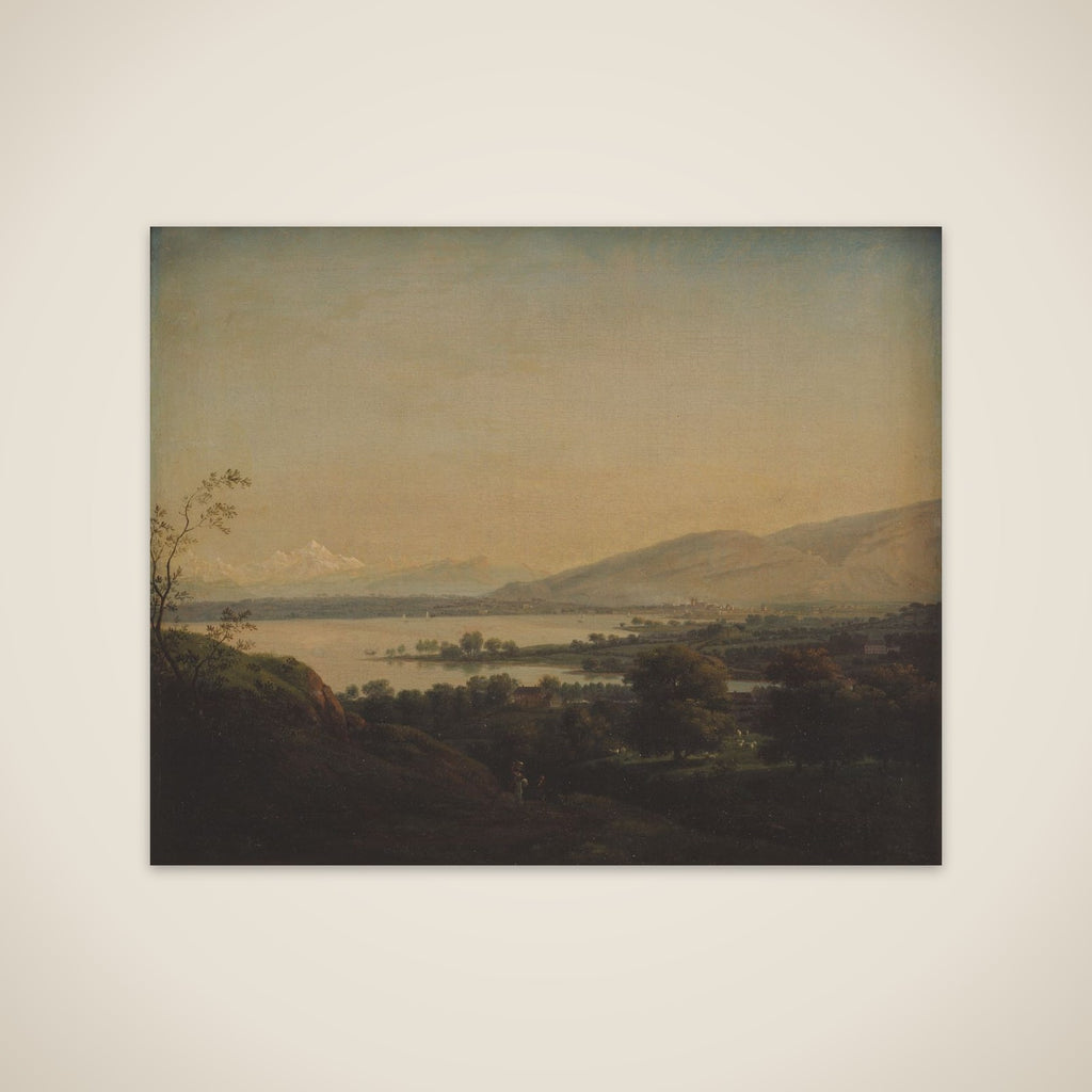 Udsigt over Lac Léman mod Mont Blanc og Genève unframed print