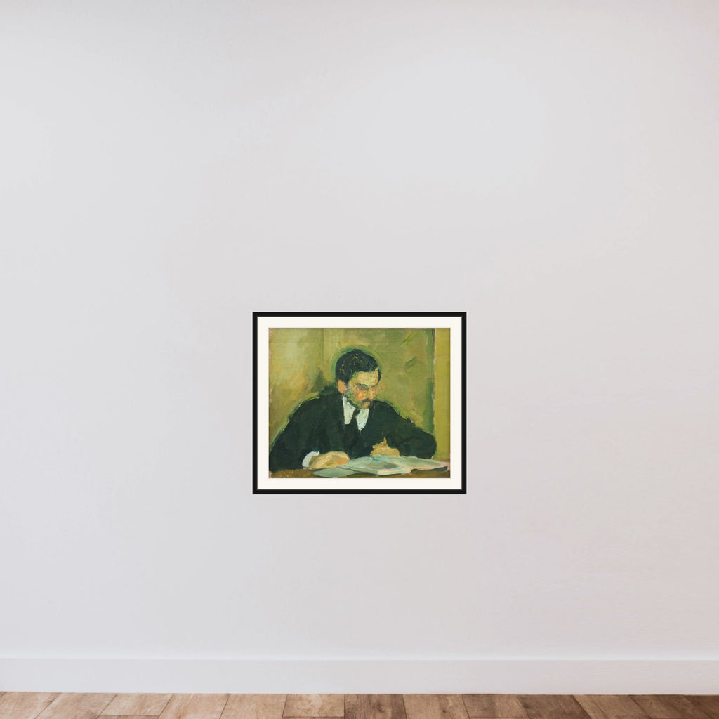Maleren Ernst Goldschmidt læsende framed — shown to scale