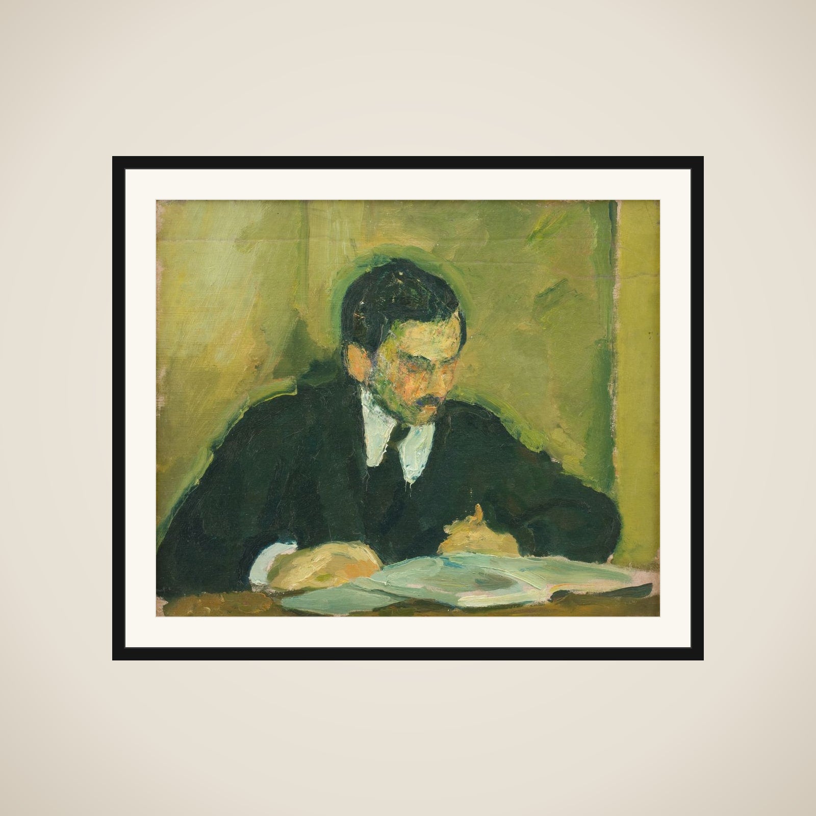 Maleren Ernst Goldschmidt læsende framed