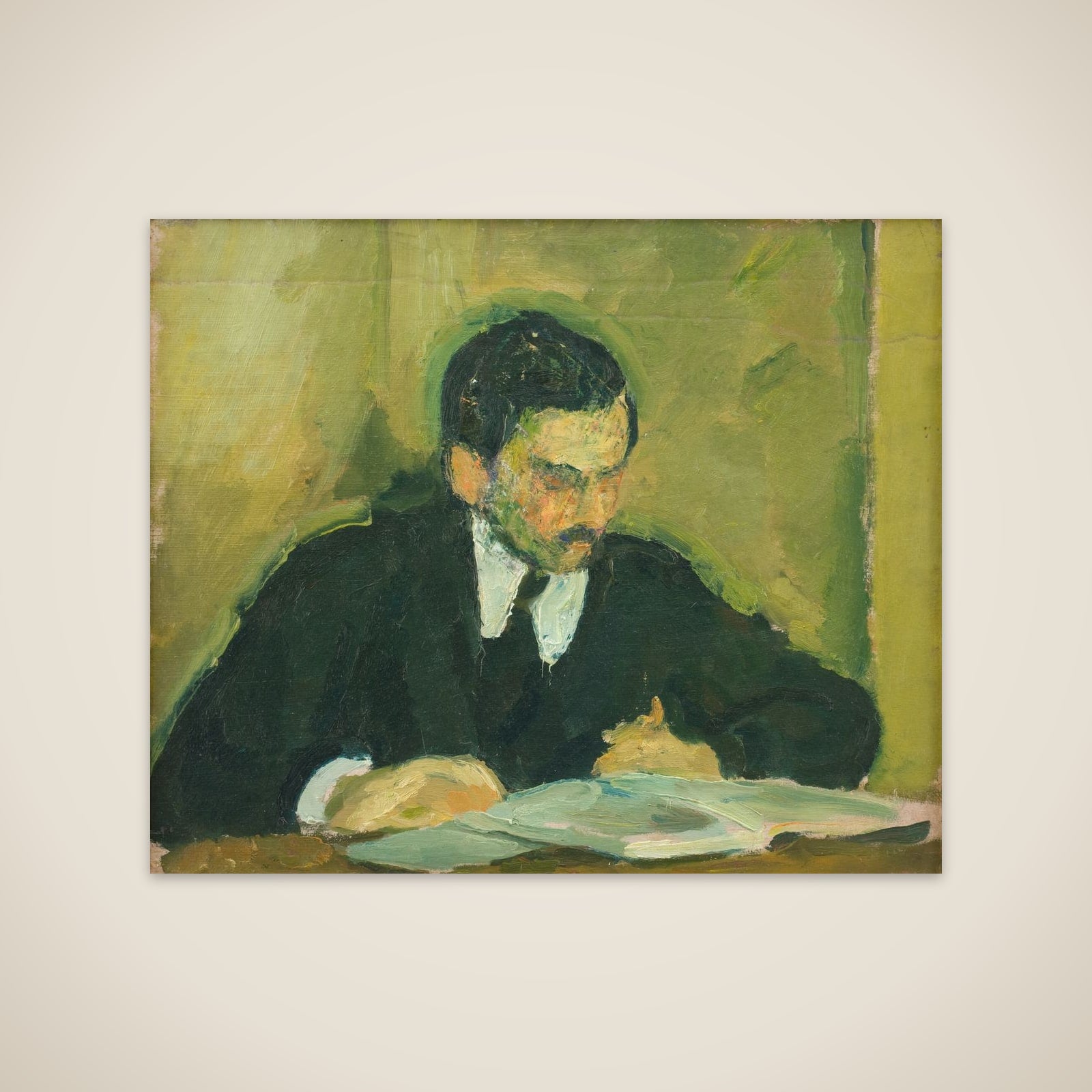 Maleren Ernst Goldschmidt læsende unframed print