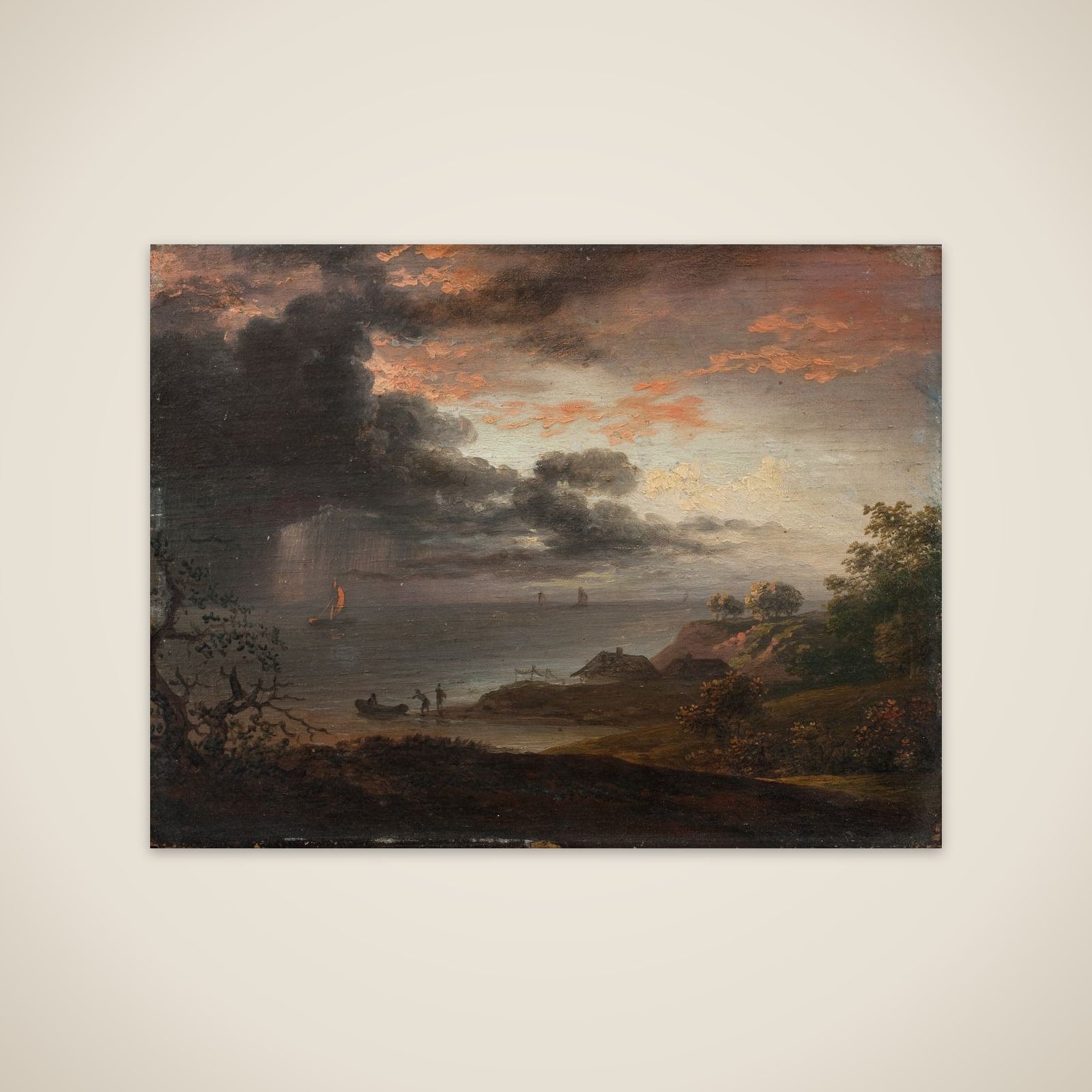 Tordenregn nedstyrtende i havet unframed print