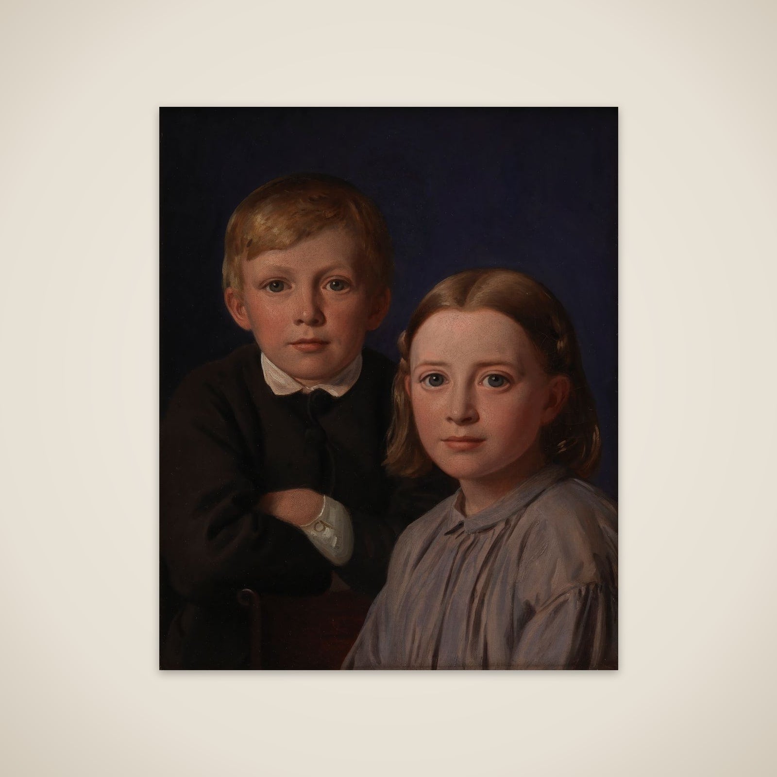 Jens Simmelkær Asmussen og Katrine Asmussen som børn unframed print
