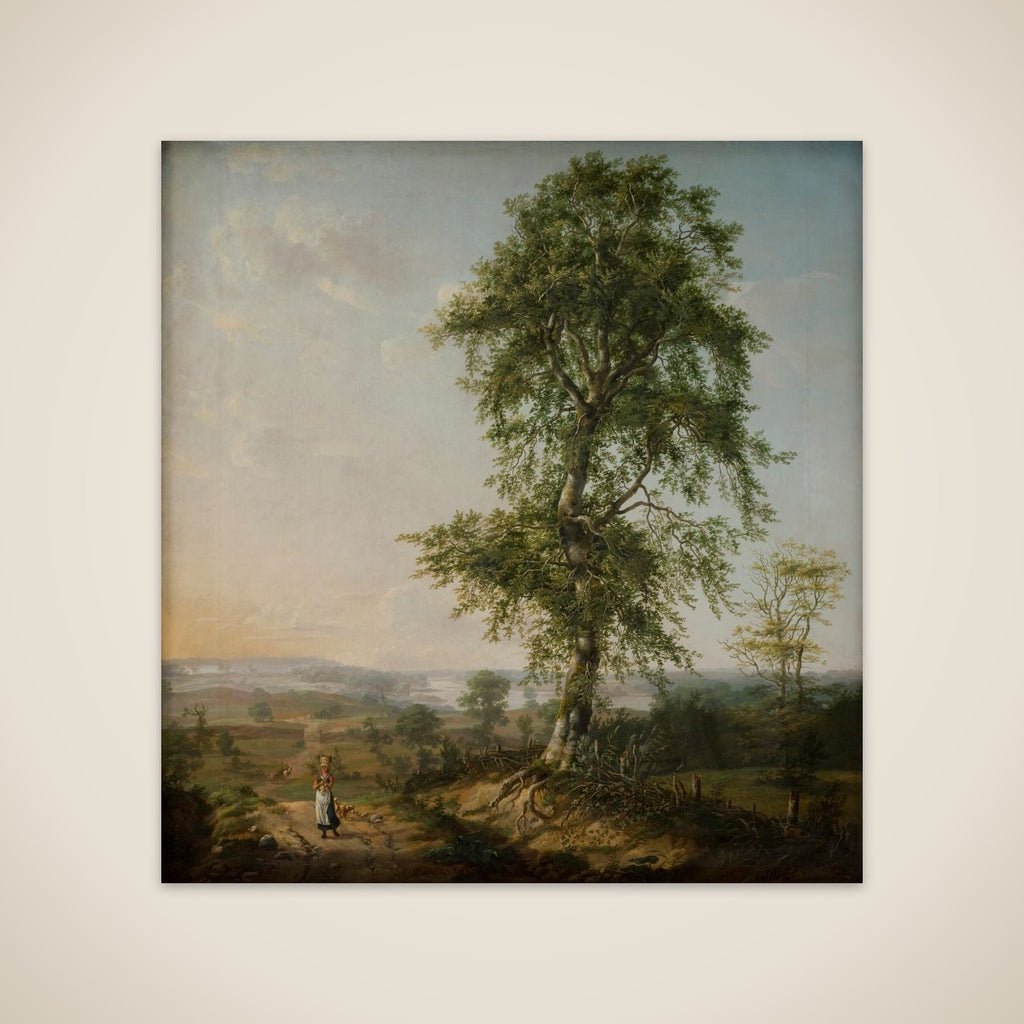 Landskab med et stort træ unframed print