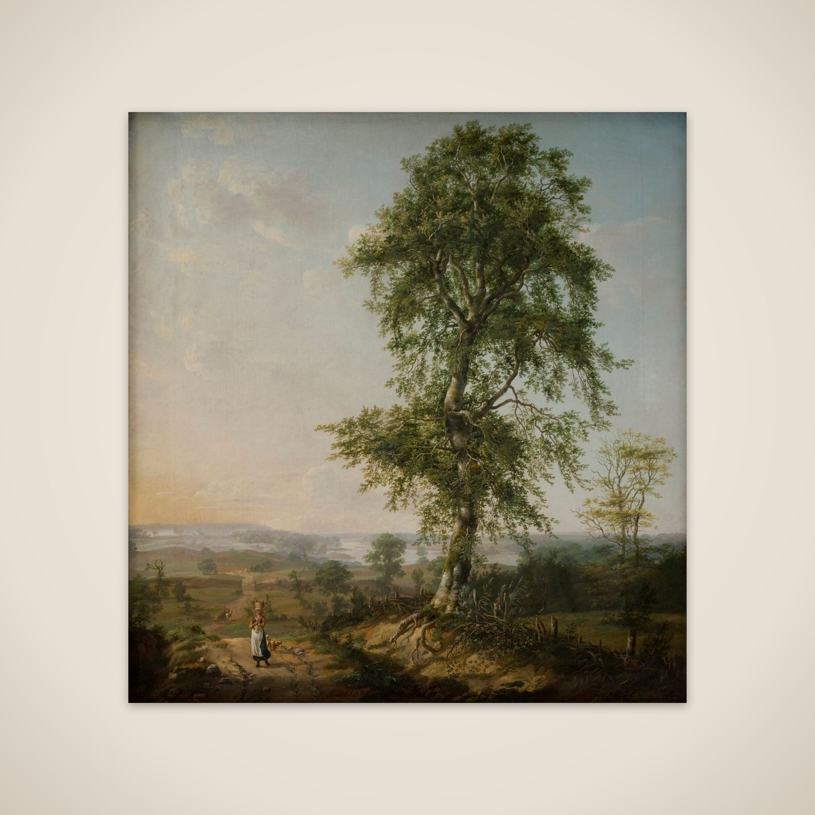 Landskab med et stort træ unframed print